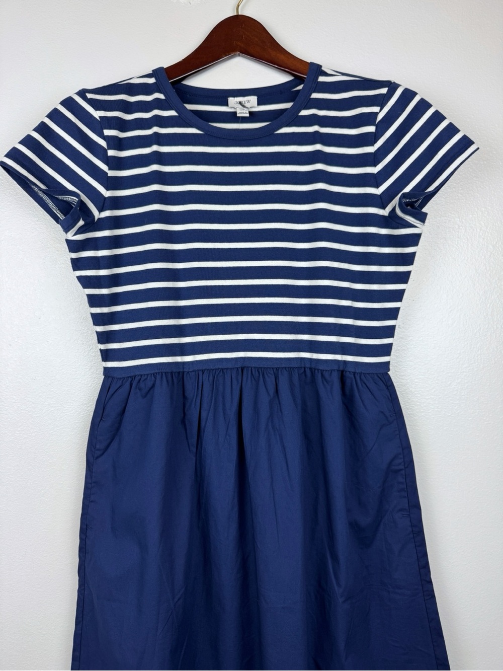 J. Crew Petite Striped Short Sleeve Knit Mixy Midi Dress Size MP NWT - Picture 4 of 11